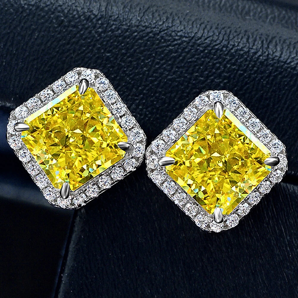 Orecchini a Rombo con Moissaniti Colorate di Ct 4,00