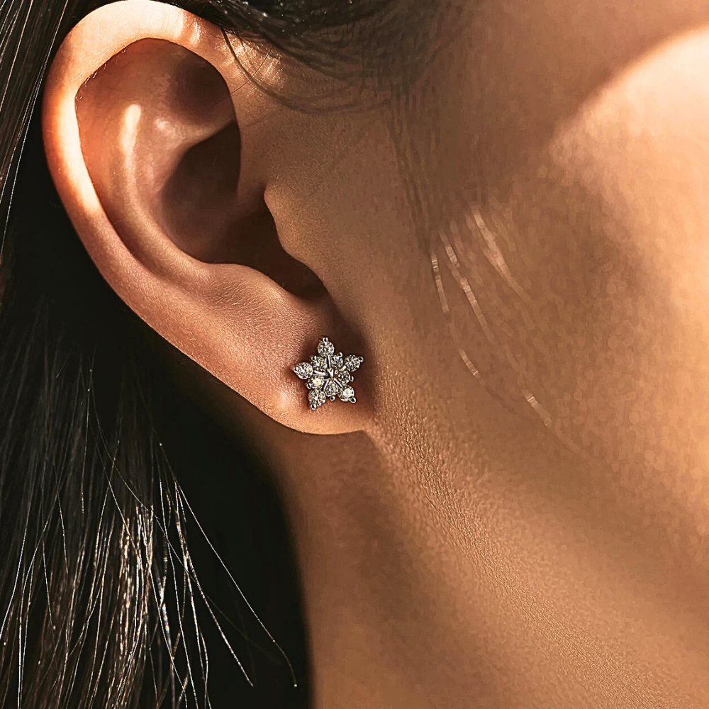 Orecchini a Fiocco di Neve con Moissaniti per ct 0,52