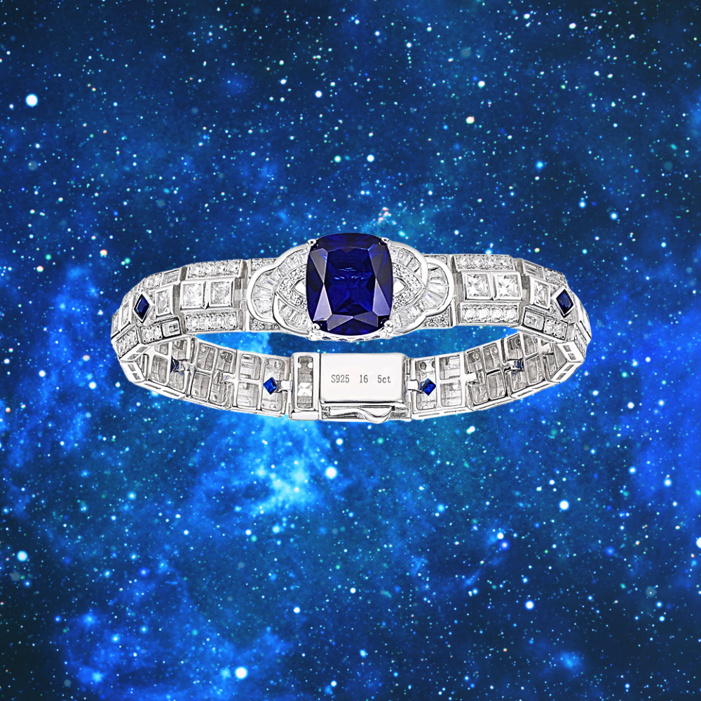 Bracciale con Zaffiro Royal Blue di Ct 5,00 e Diamanti Lab Grown