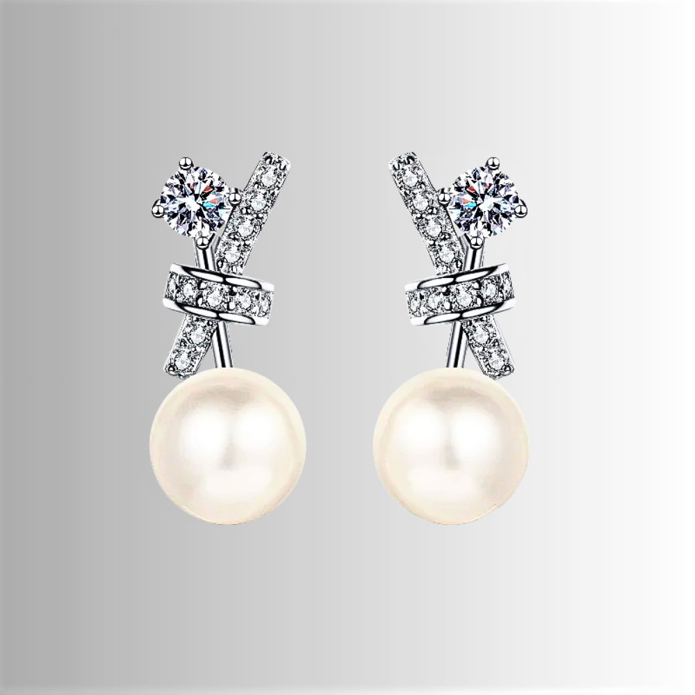 Orecchini a Perno con Moissaniti e Perle