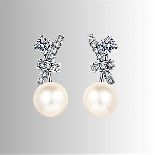 Orecchini a Perno con Moissaniti e Perle