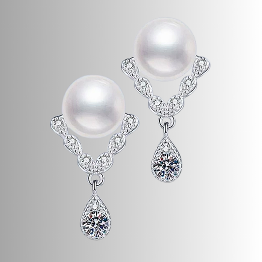 Orecchini con Perla Naturale e Moissaniti