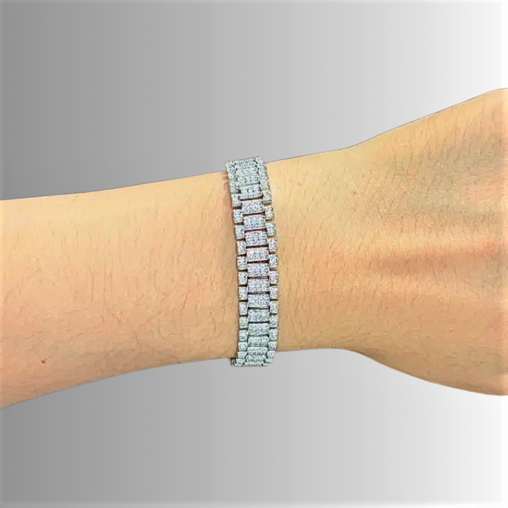 Bracciale "Chain Link" con Pavè di Moissaniti D Color