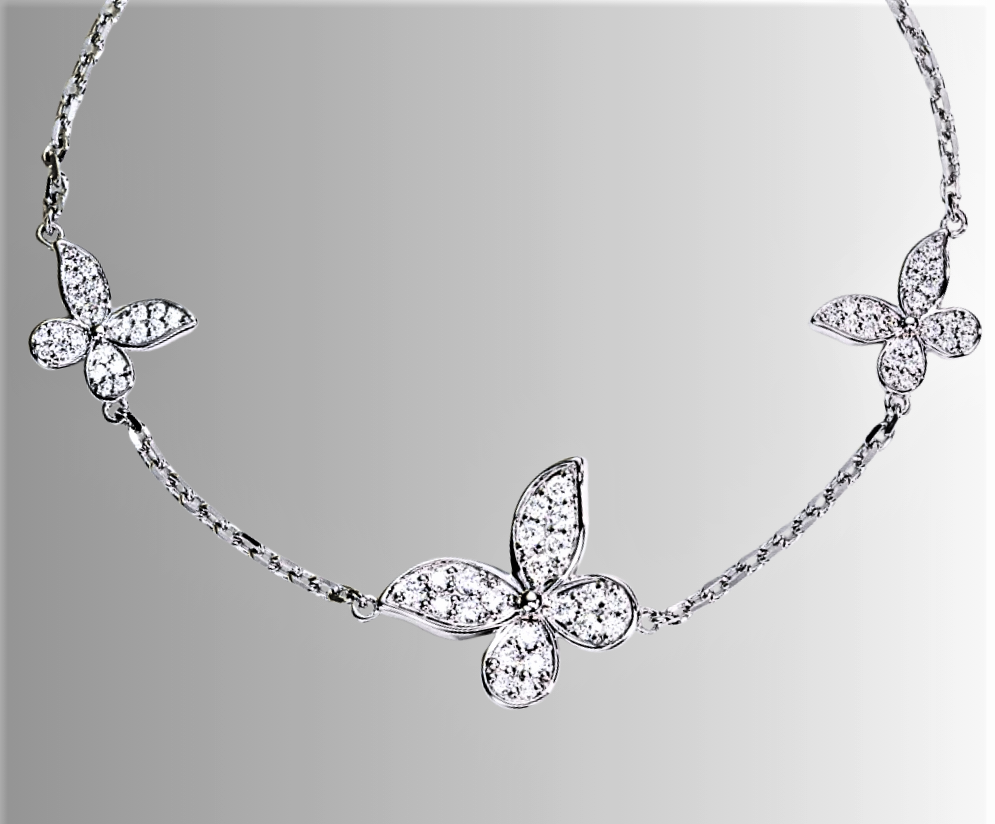 Bracciale con 3 Farfalle in Moissanite D Color