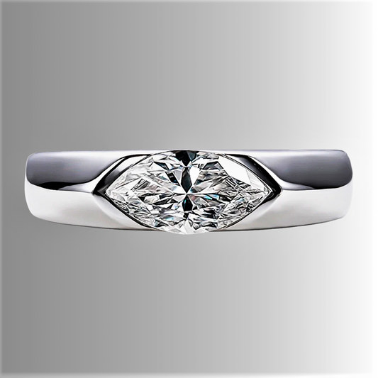 Fede Solitario con Moissanite D color VVS1 di ct 1,00 Taglio Marquise