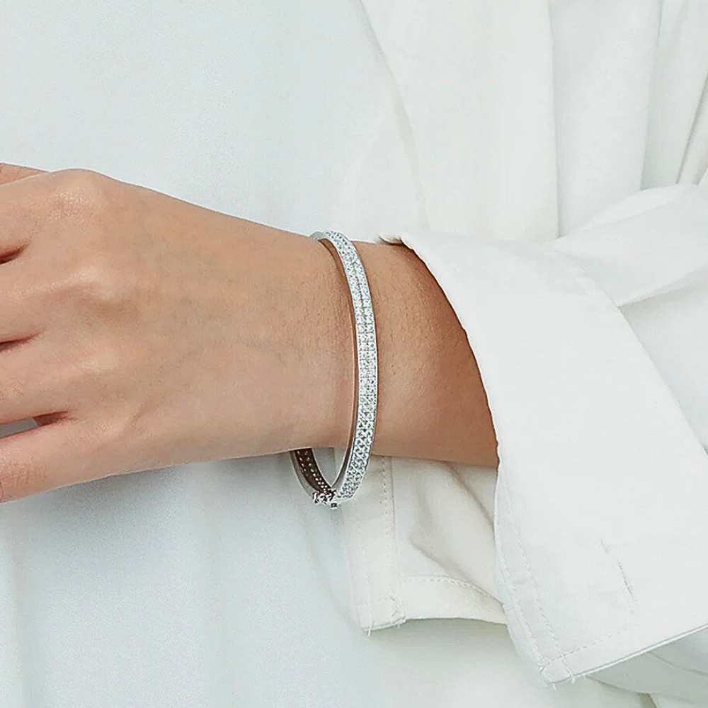 Bracciale Rigido con Doppia Fila di Moissaniti
