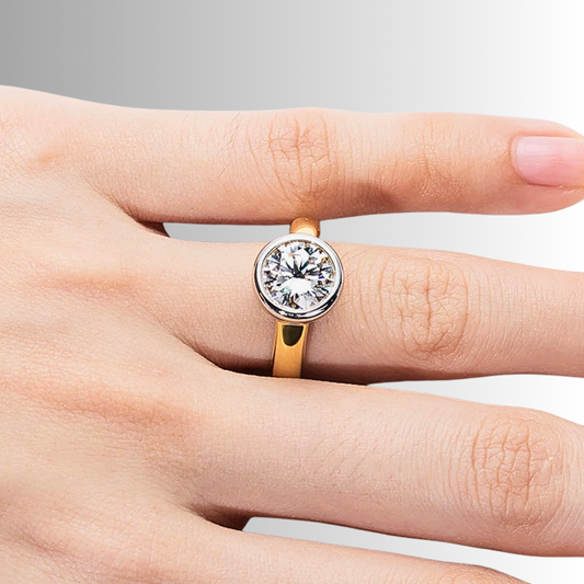 Solitario a 2 colori con Moissanite di ct 3,00