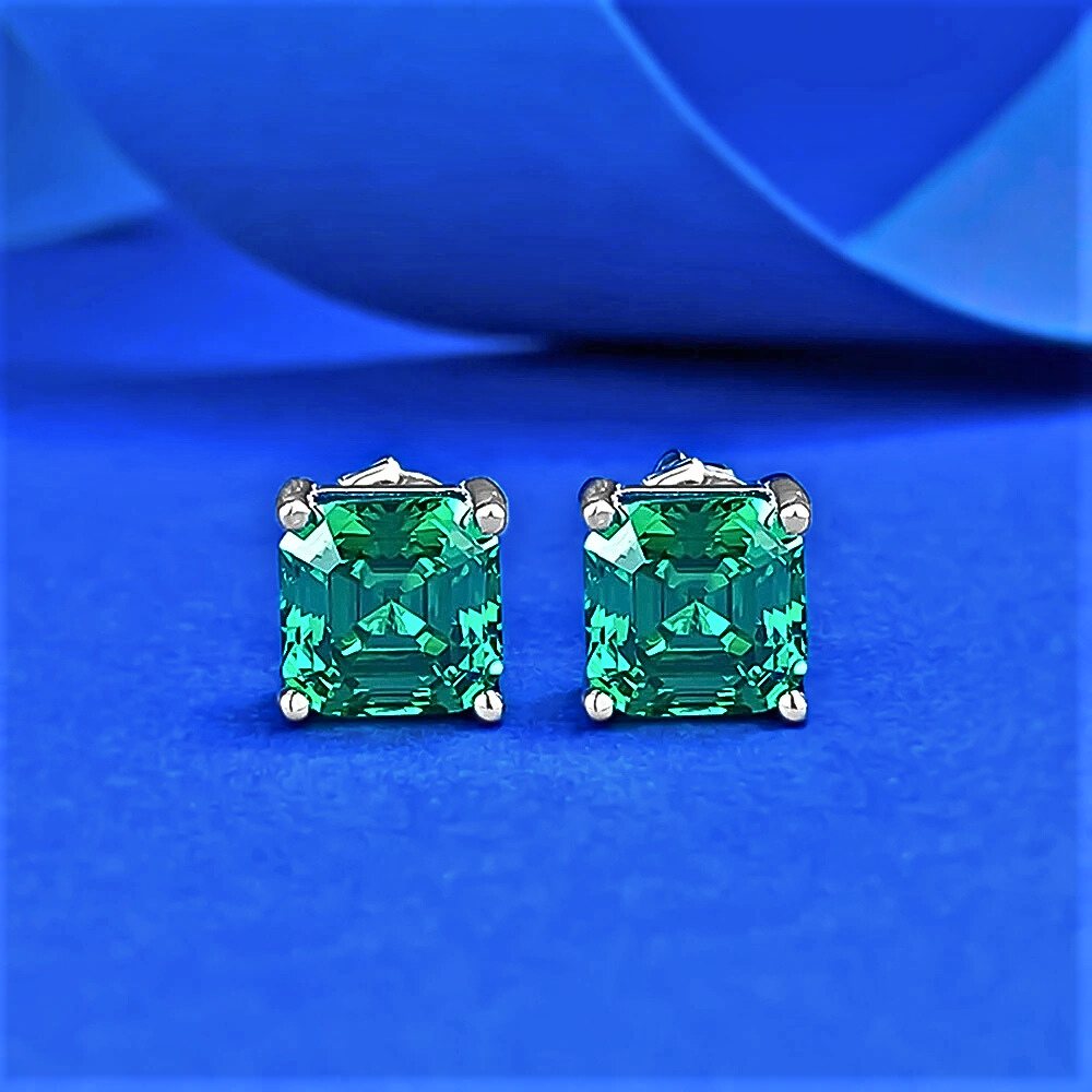 Orecchini in Smeraldo Coltivato Lab Grown Taglio Asscher