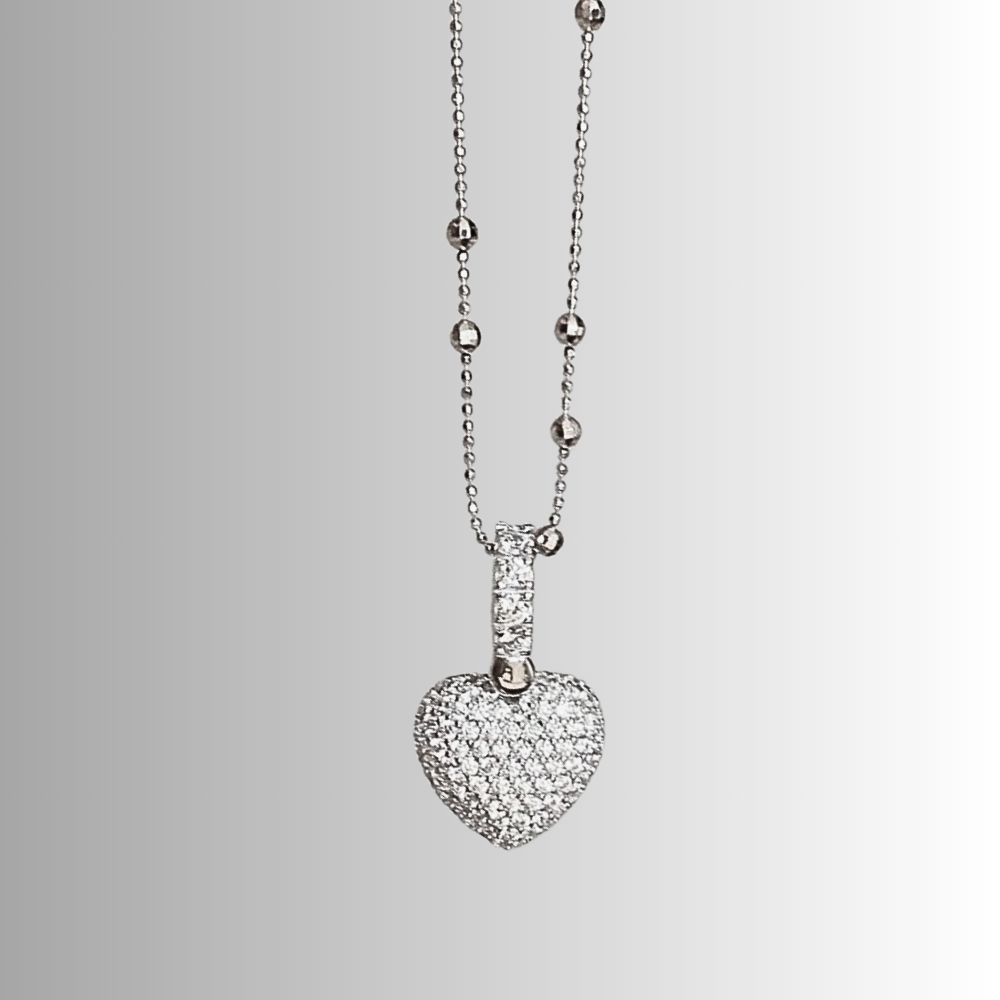 Collana con Ciondolo a Cuore con Brillanti Coltivati