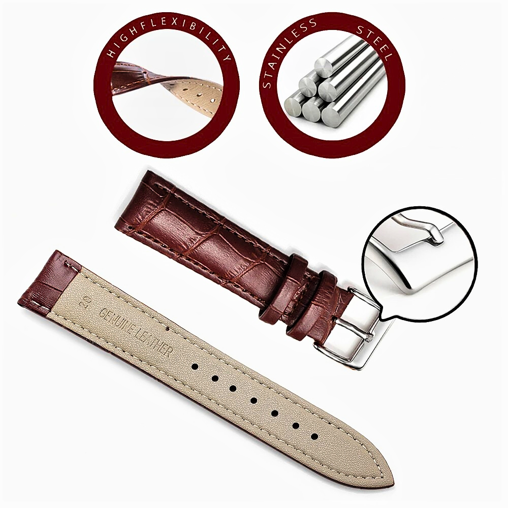 Cinturini per Orologio in Fiore di Pelle di Vitellino con Accessori