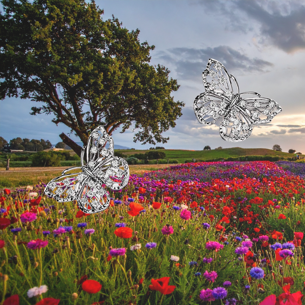 Orecchini a Farfalla con Moissaniti per ct 0,68