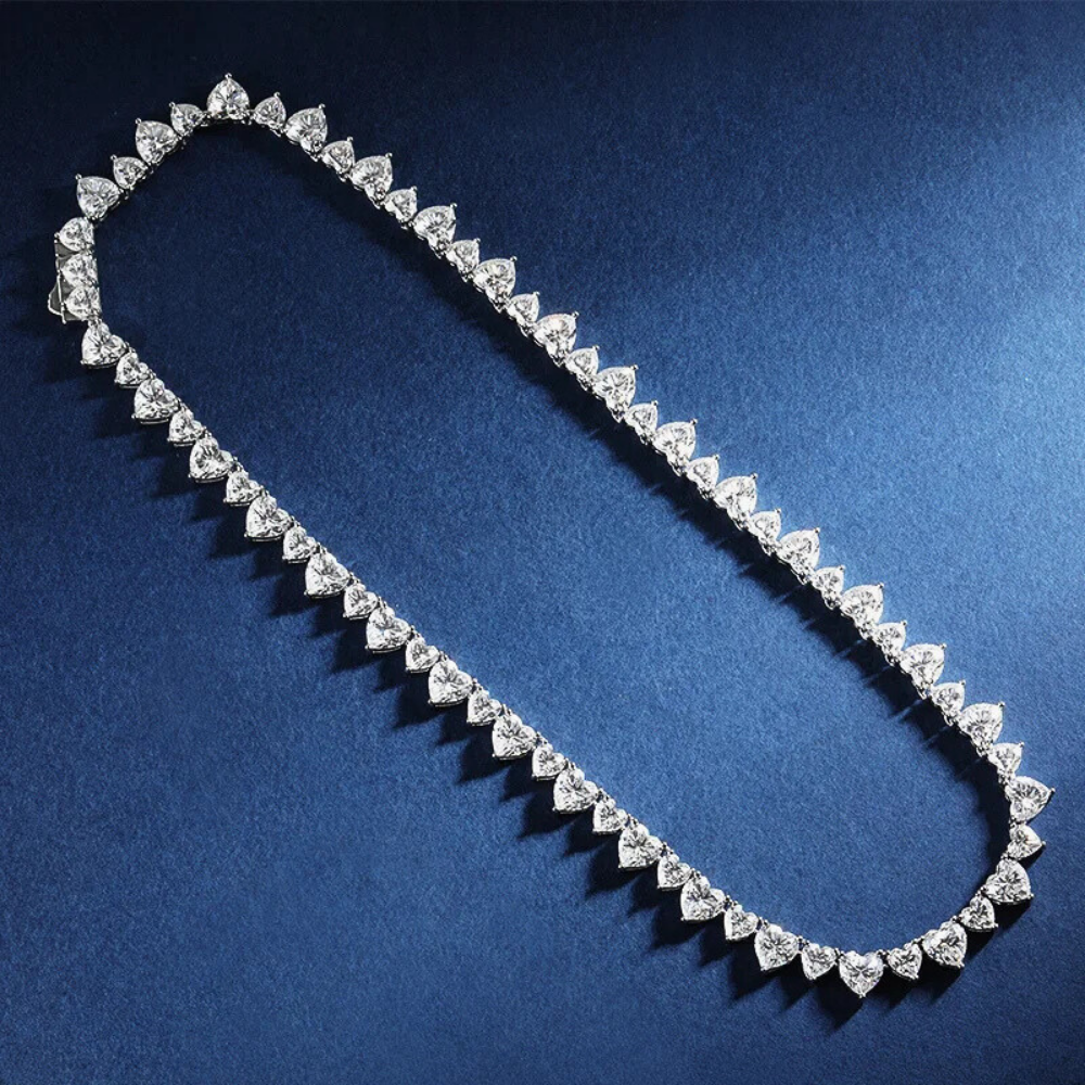 Collana Tennis con Moissaniti Taglio Cuore