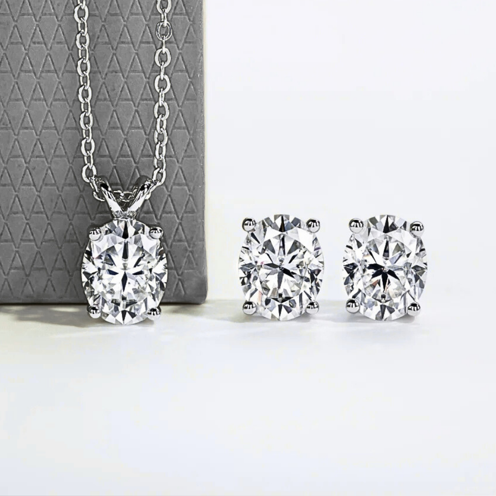 Parure Collana e Orecchini con Moissaniti Ovali