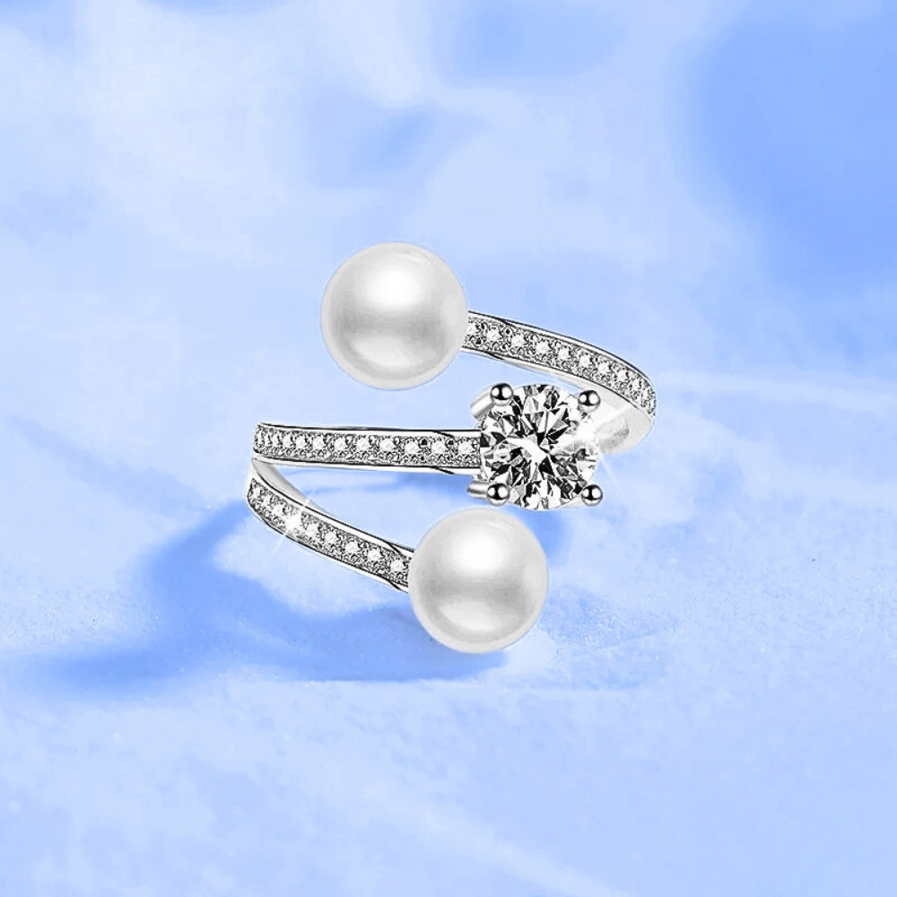 Anello con Moissanite da ct 1,00 e Perle Naturali