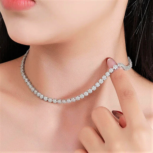 Bracciale e Collana a Fiori Esagonali con Moissaniti