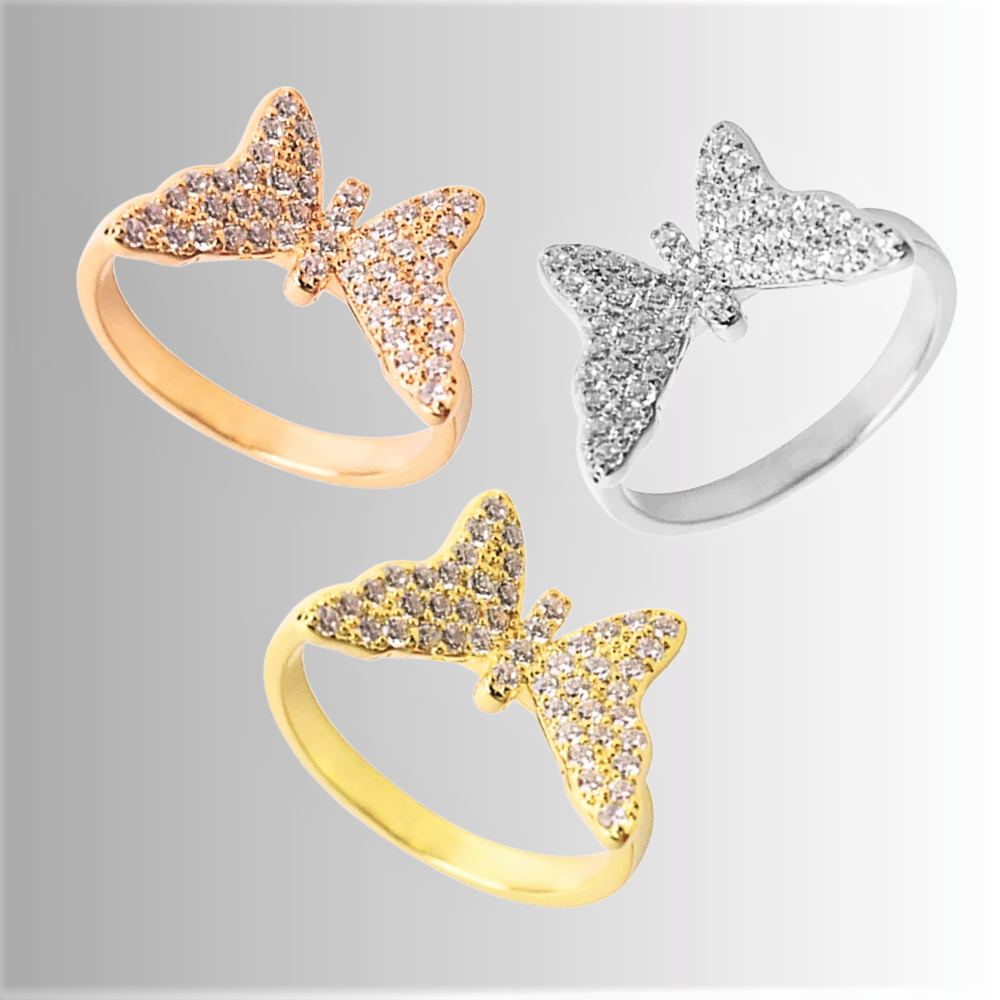 Anello a Farfallina con Moissanite D Color VVS1