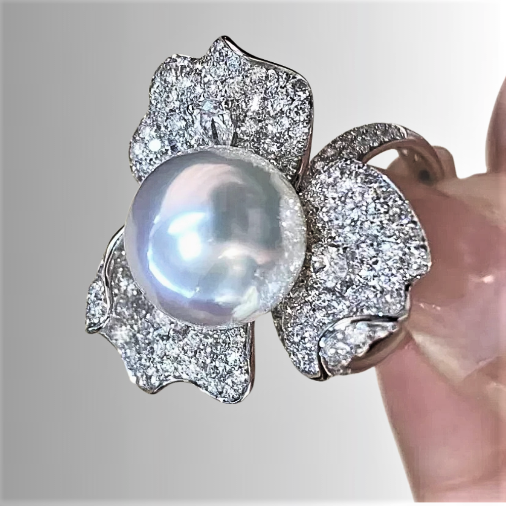 Anello con Perla Naturale Australiana da 10-11 mm