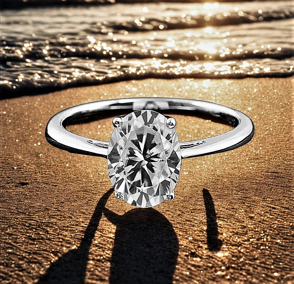 Solitario con Moissanite Taglio Ovale