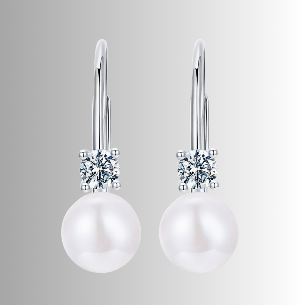 Orecchini a Monachella con Moissaniti e Perle Naturali