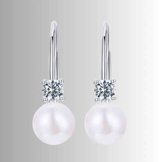 Orecchini a Monachella con Moissaniti e Perle Naturali