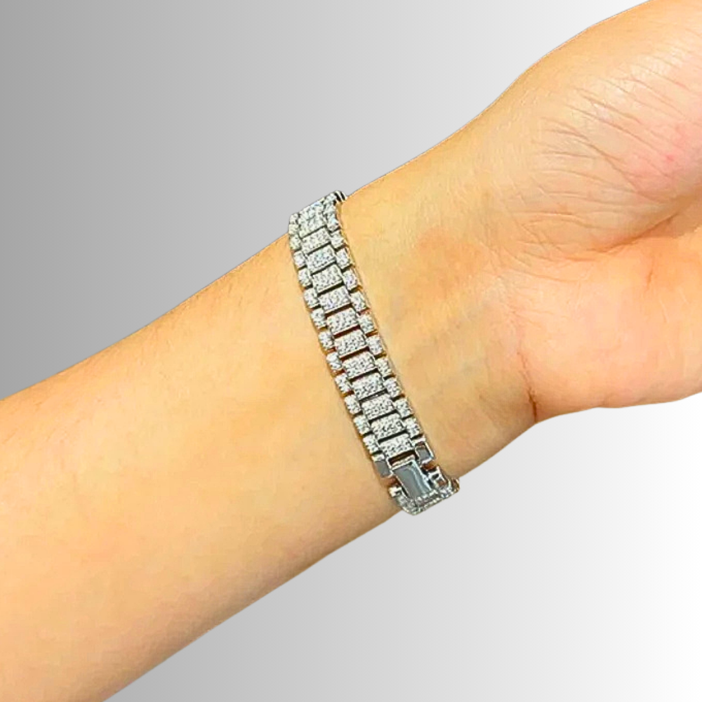 Bracciale "Chain Link" con Pavè di Moissaniti D Color