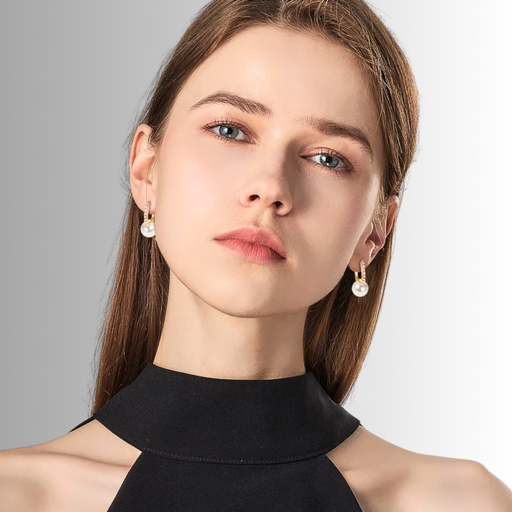 Orecchini a Barretta con Moissanite e Perle Naturali