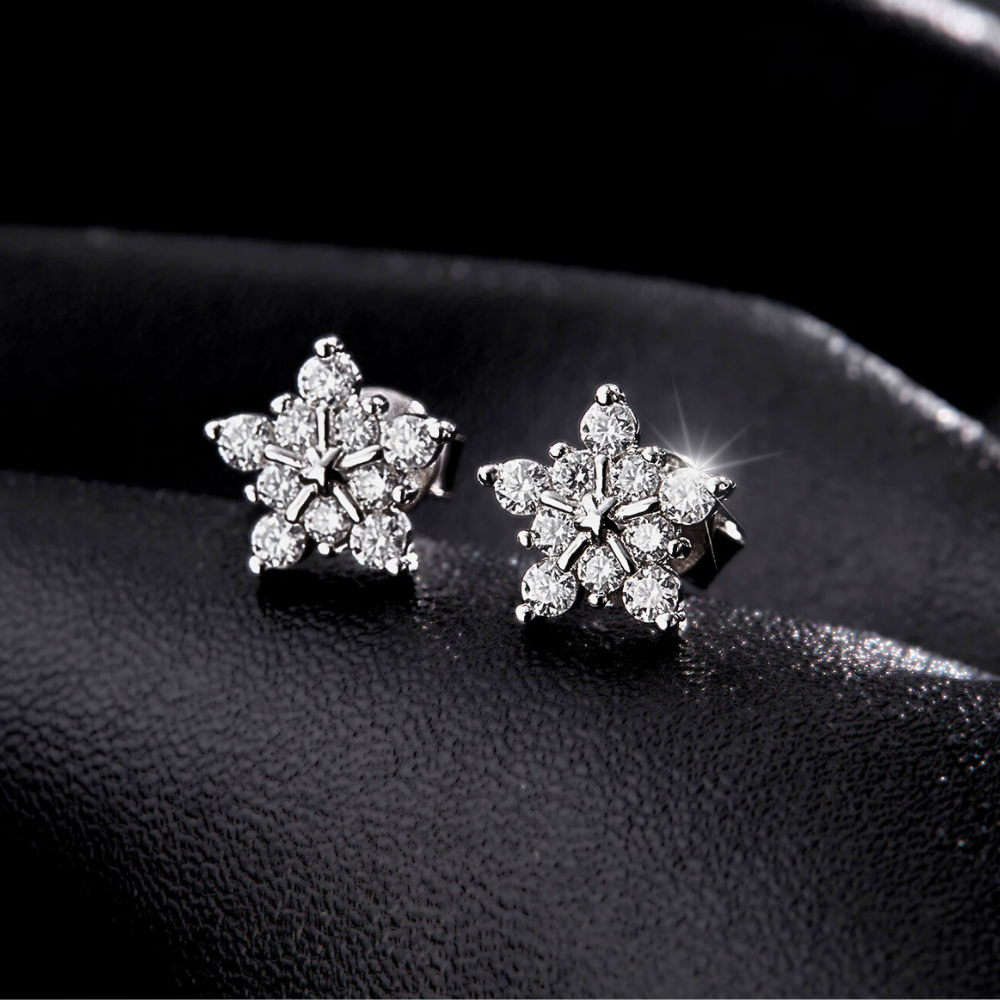 Orecchini a Fiocco di Neve con Moissaniti per ct 0,52