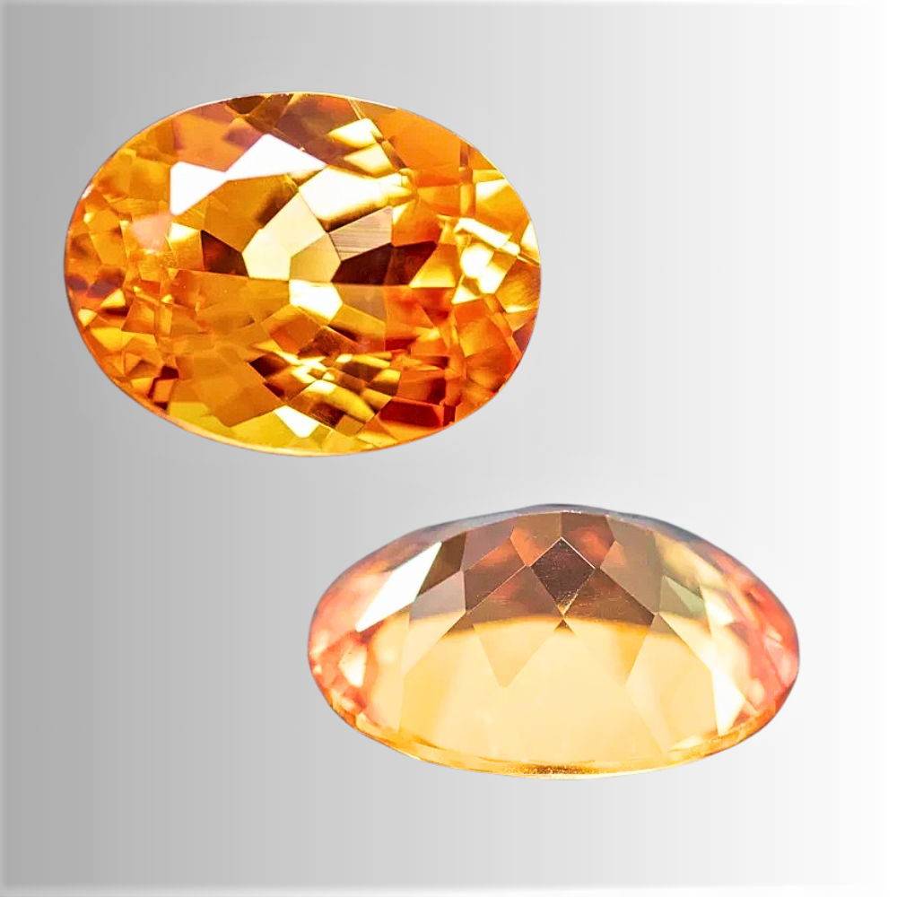 Zaffiro Arancio Lab Grown Taglio Ovale Certificato