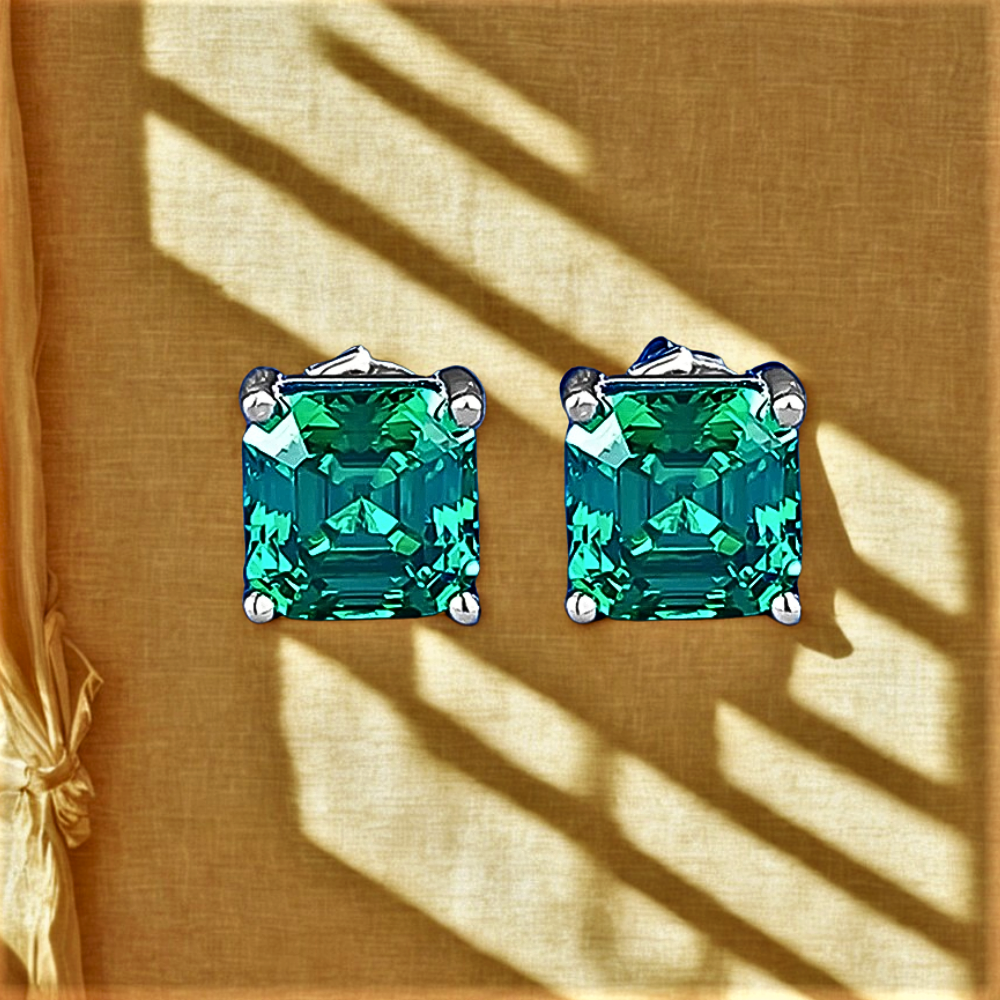 Orecchini in Smeraldo Coltivato Lab Grown Taglio Asscher