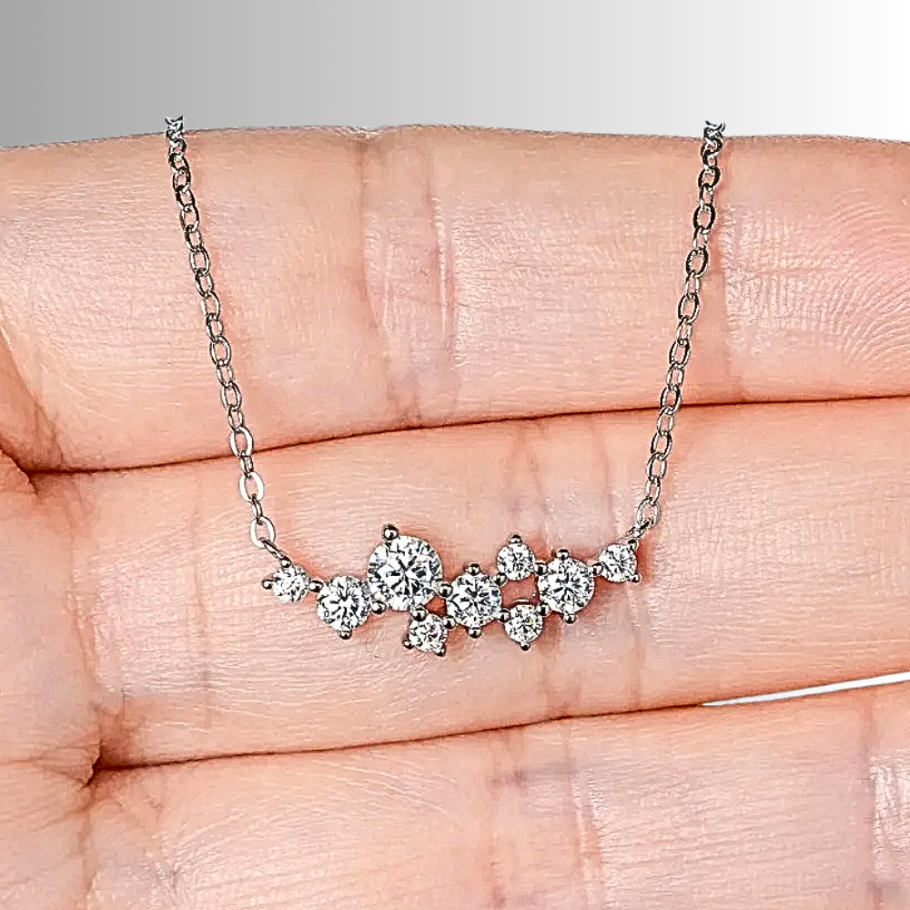 Parure Collana, Bracciale e Anello con Moissaniti Sfalsate