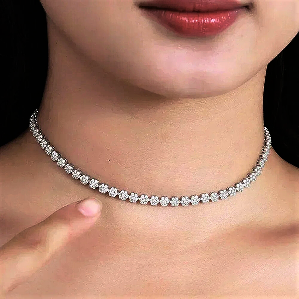 Bracciale e Collana a Fiori Esagonali con Moissaniti