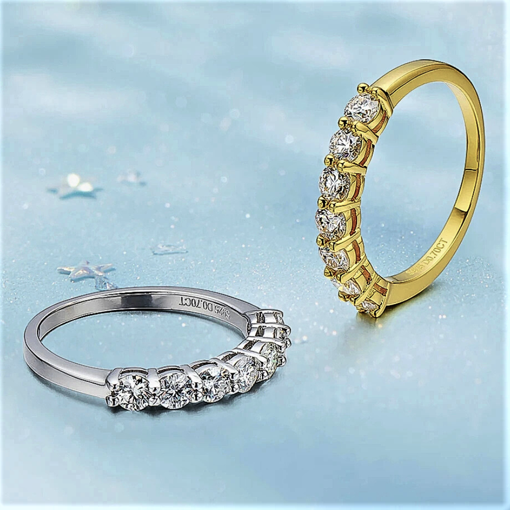 Fedine a due Punte con Moissanite D Color VVS1