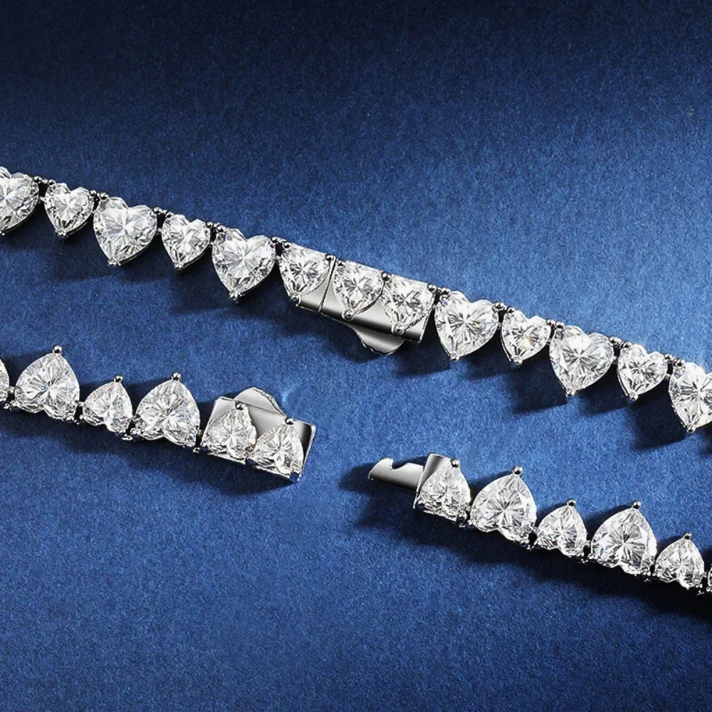 Collana Tennis con Moissaniti Taglio Cuore