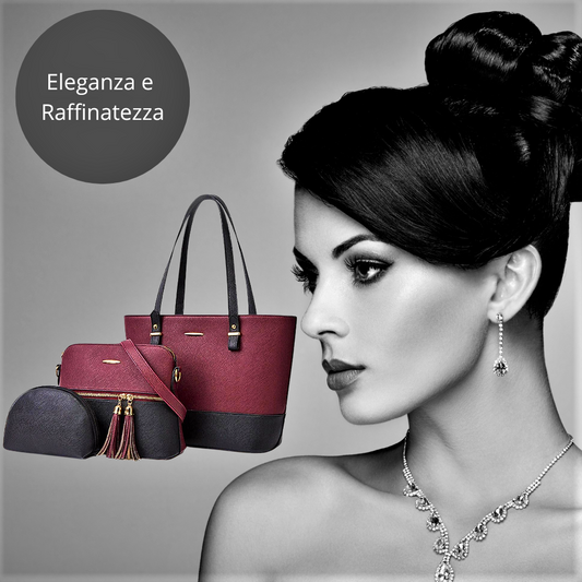 Conjunto de dos bolsos y un clutch: elegancia y funcionalidad 