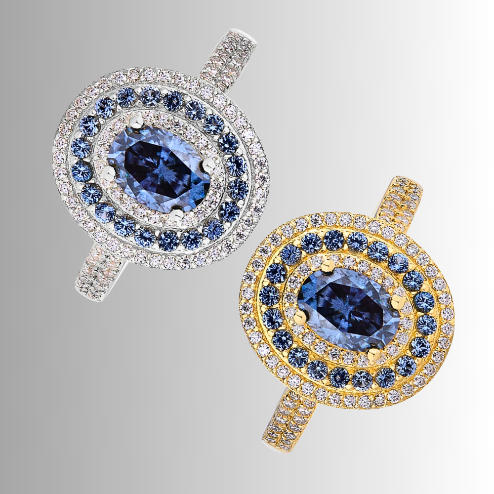 Fascia con Moissaniti Blu Zaffiro Ceylon e D color