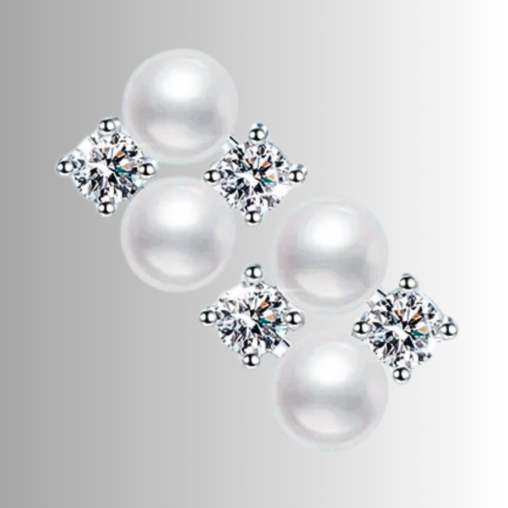 Orecchini a Perno con Moissaniti e Perle Naturali