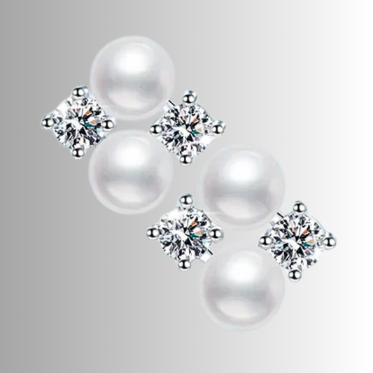 Orecchini a Perno con Moissaniti e Perle Naturali