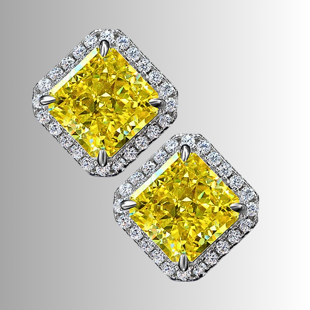 Orecchini a Rombo con Moissaniti Colorate di Ct 4,00