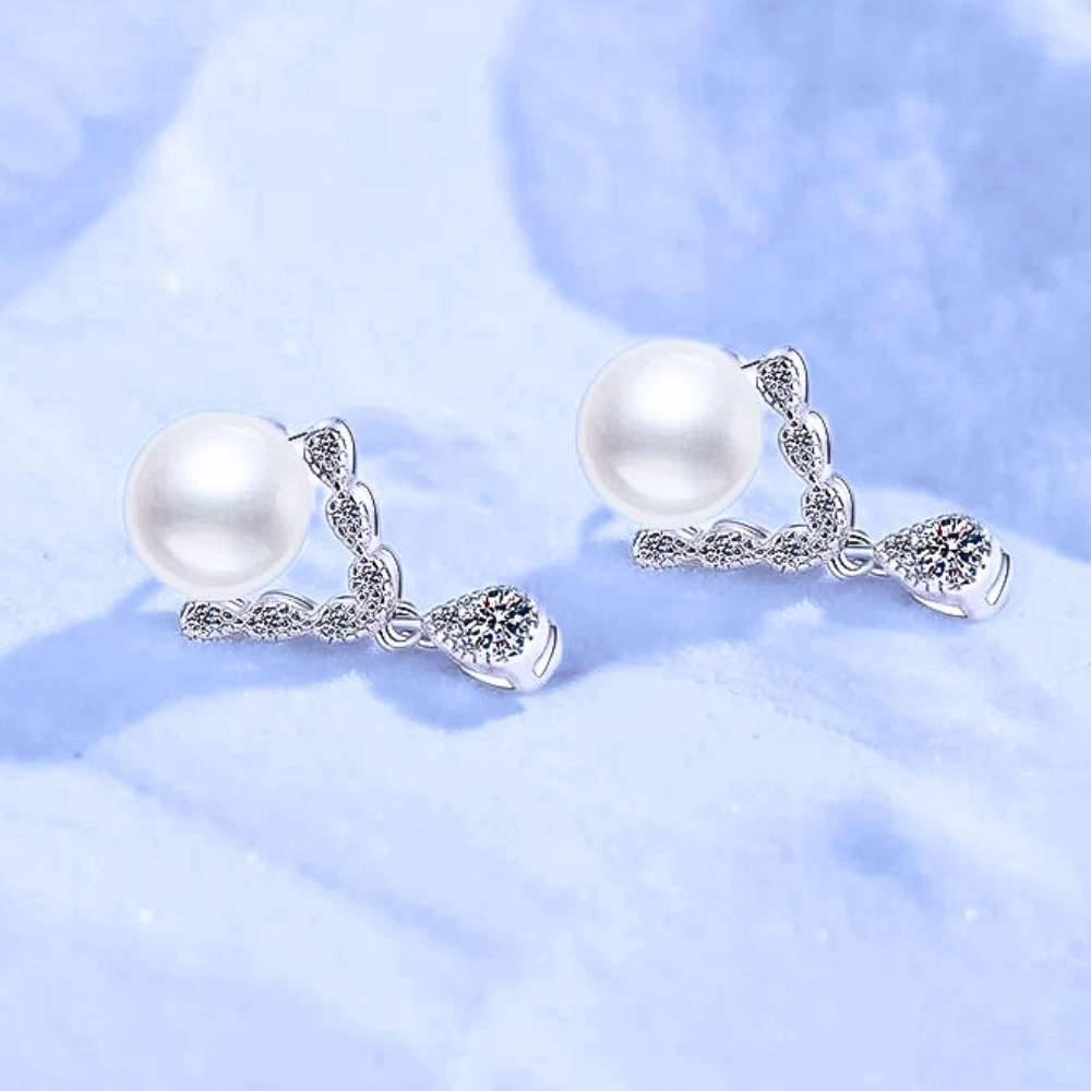 Orecchini con Perla Naturale e Moissaniti