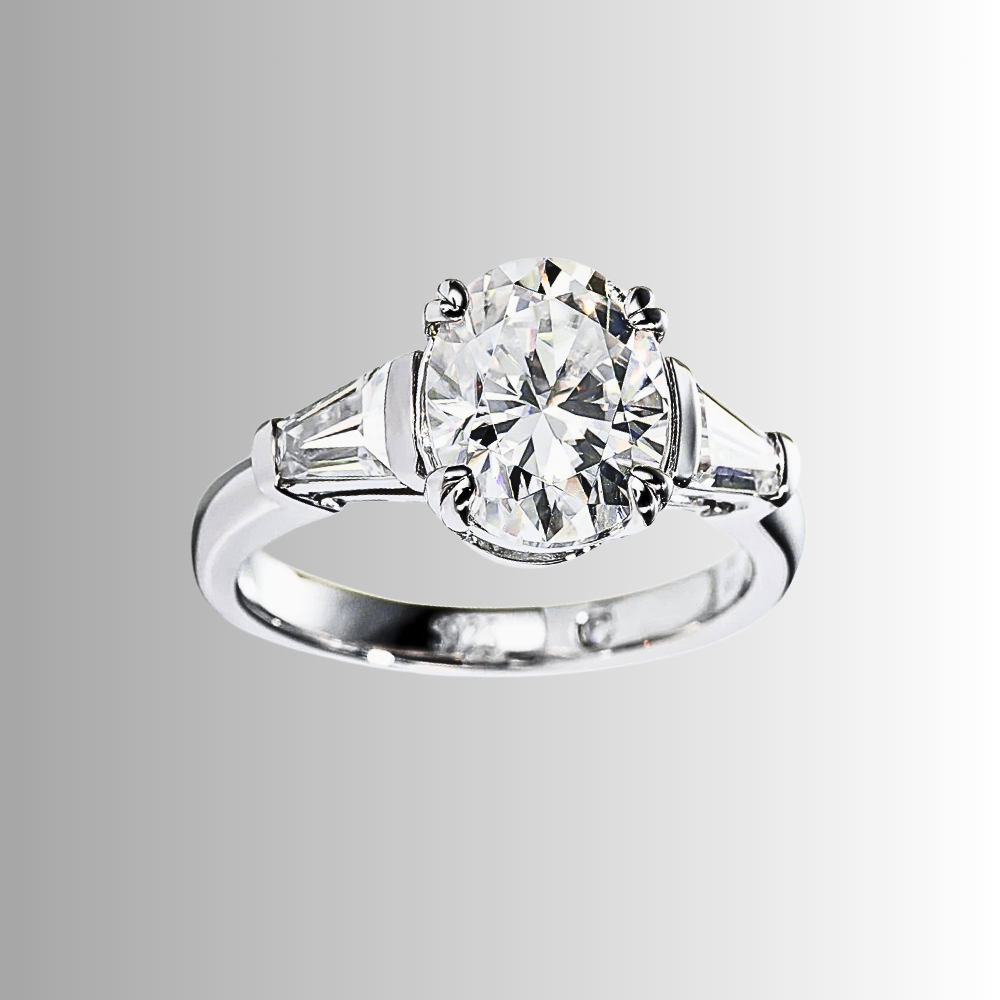 Trilogy con Moissanite Taglio Ovale e Teepers per ct 3,80