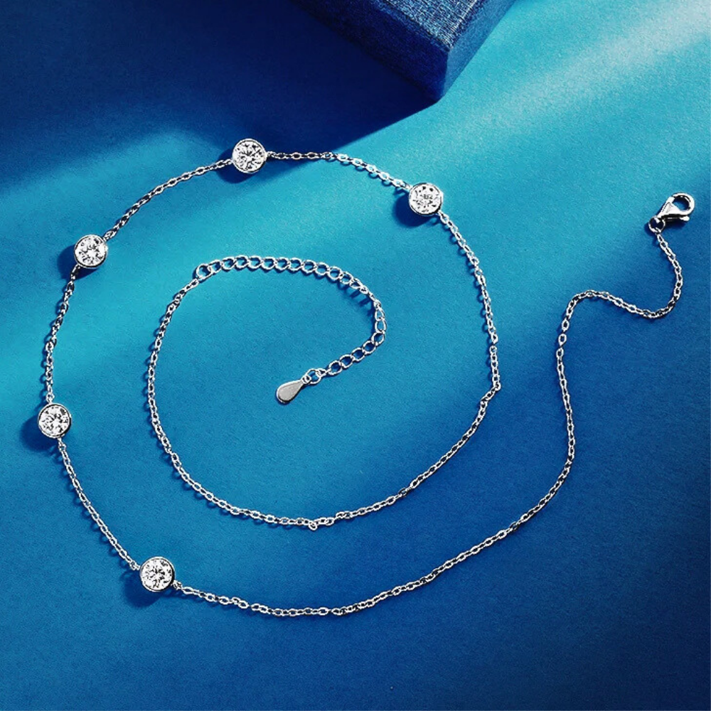 Collana con 5 Castoni Tondi con Moissanite per ct 2,50