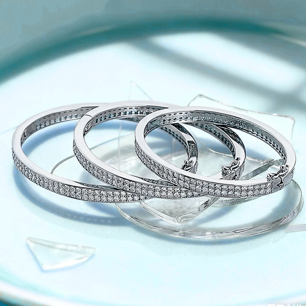 Bracciale Rigido con Doppia Fila di Moissaniti