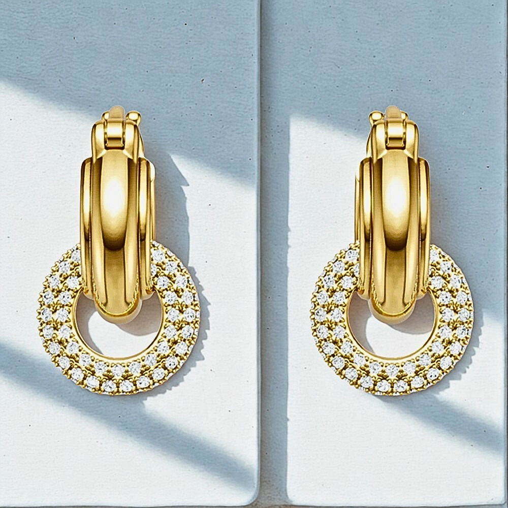 Orecchini ad Anello con Pendente in Moissaniti