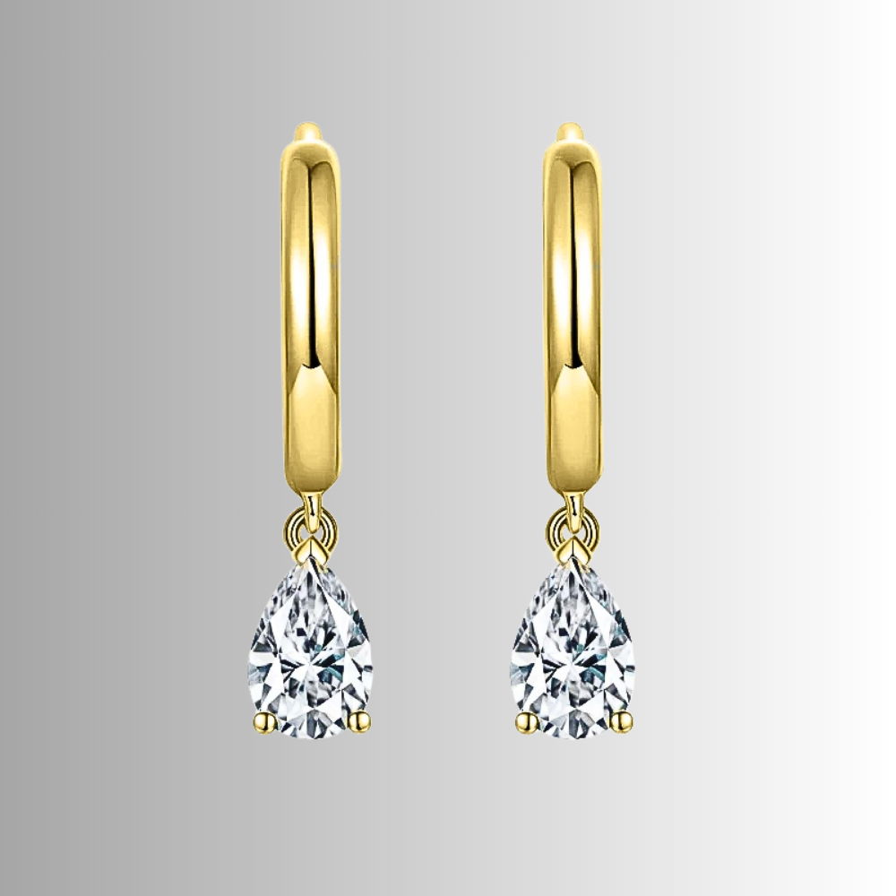 Orecchini ad anello con Moissanite Taglio Goccia per ct 1,00