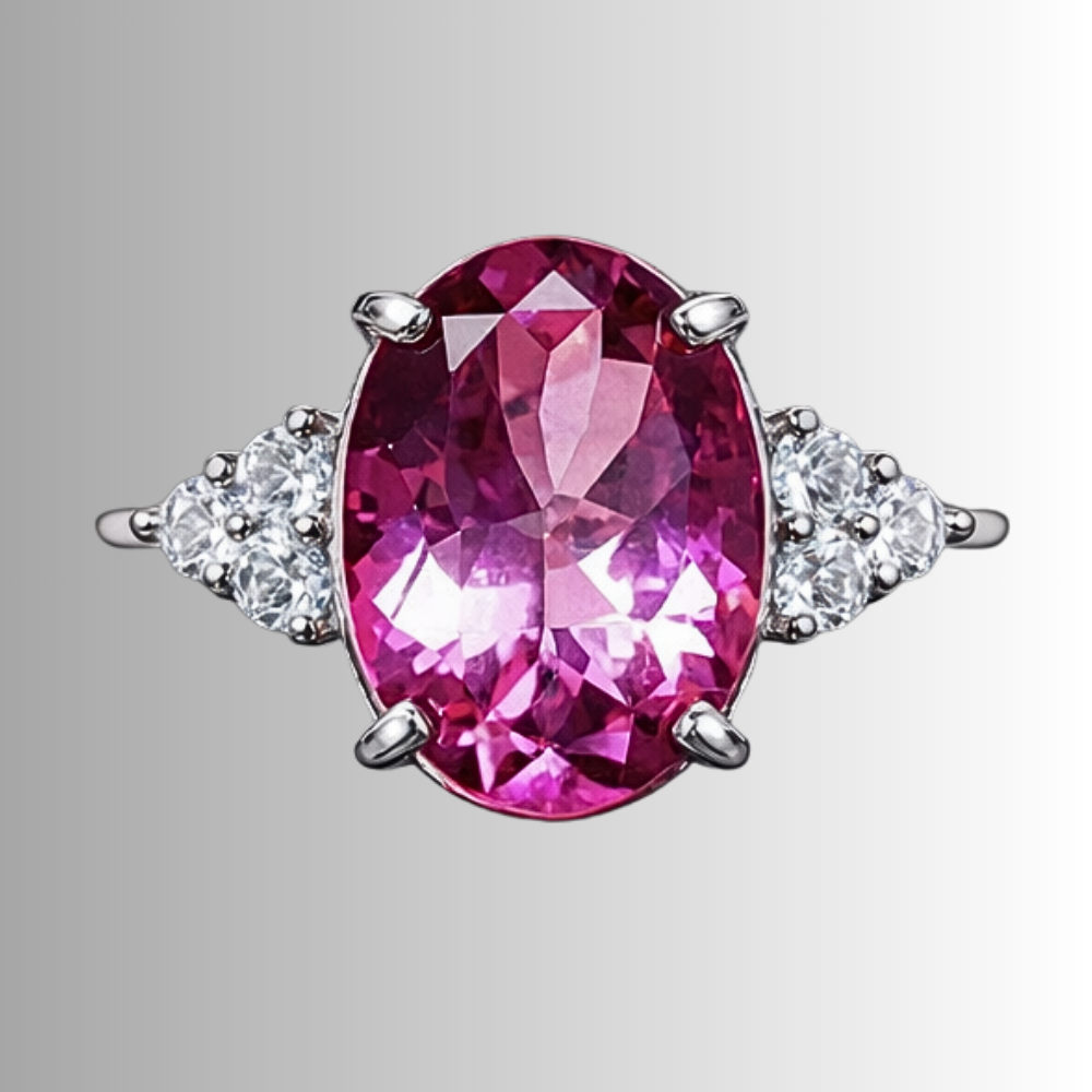 Anello con Zaffiro Rosa Ovale creato in Laboratorio di ct 6,00