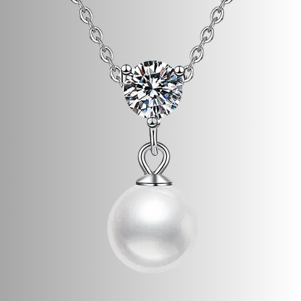 Collana con Moissanite di ct 0,50 e Perla Naturale