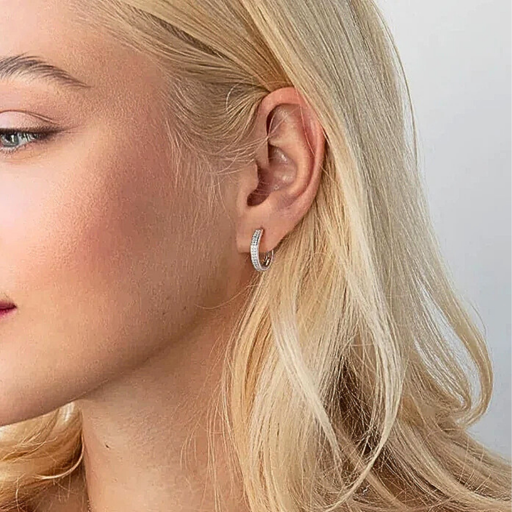 Orecchini a Cerchio con due file di Moissaniti per ct 0,34