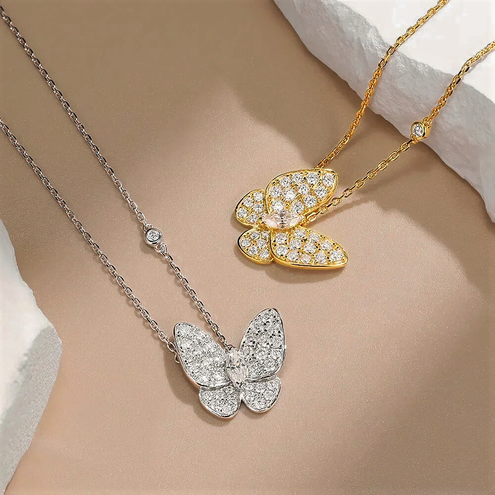 Collana con Farfalla in Pavè di Moissanite per ct 0,70