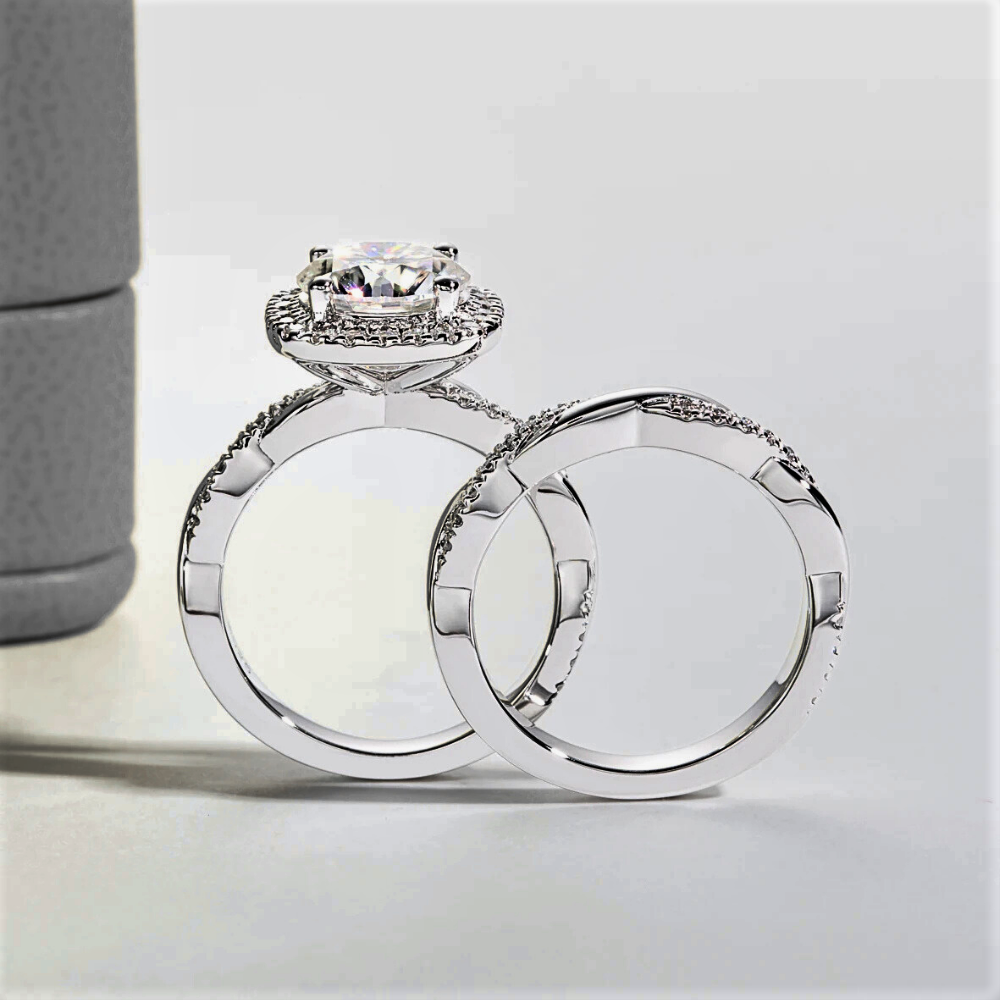 Fascia con Moissanite  e Fedina abbinata per tot ct 3,48