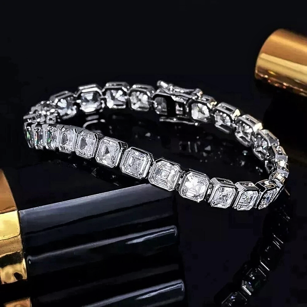 Bracciale Tennis con Moissaniti Taglio Asscher D Color VVS1